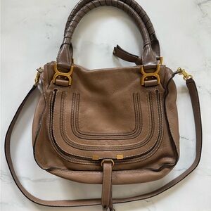 Chloe Brown Leather Satchel with Gold Hardware